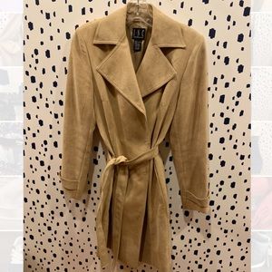 INC suede knee-length coat